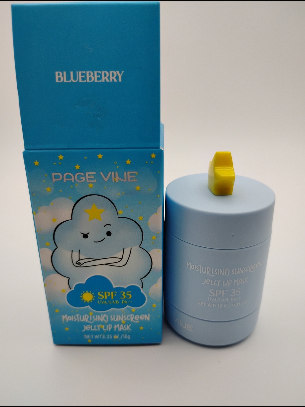 Blueberry Page Vine Moisturising Sunscreen Jelly Lip Mask SPF 35 - Light Blue